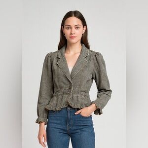 Cappopera Italy Linen Ruffle Jacket – Boutique Italian Brand – Size 42